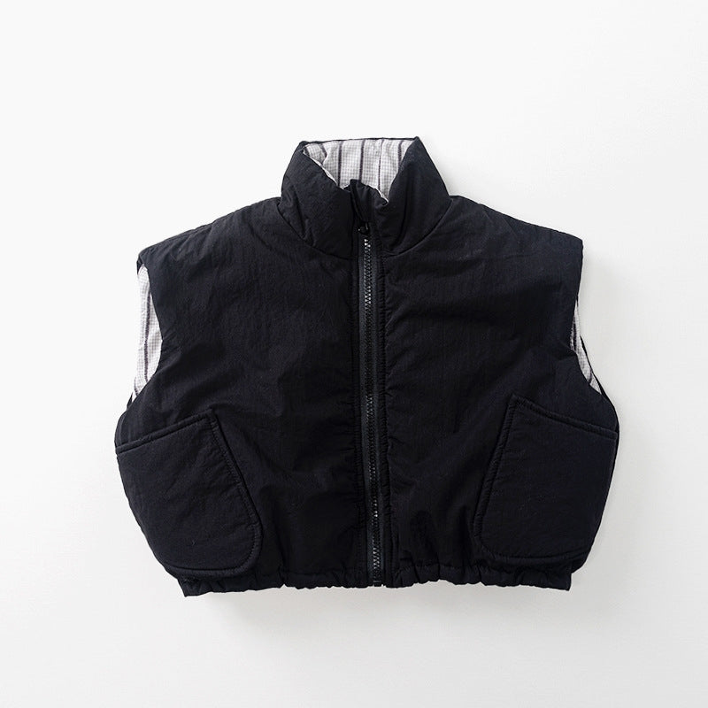Kids Reversible Quilted Vest - 2-in-1 Winter Puffer Waistcoat
