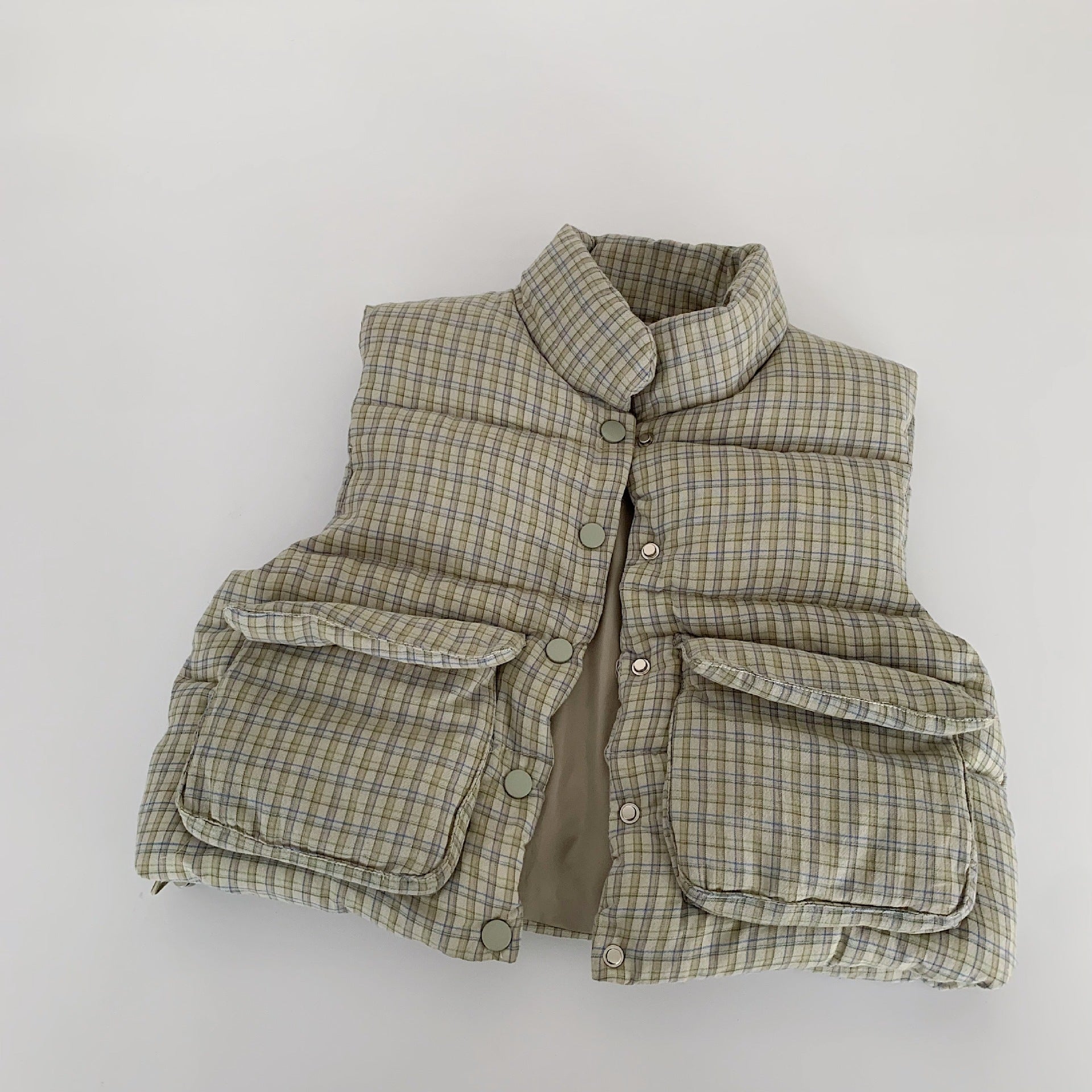 Plaid Cotton Vest - Kids Sleeveless Quilted Waistcoat