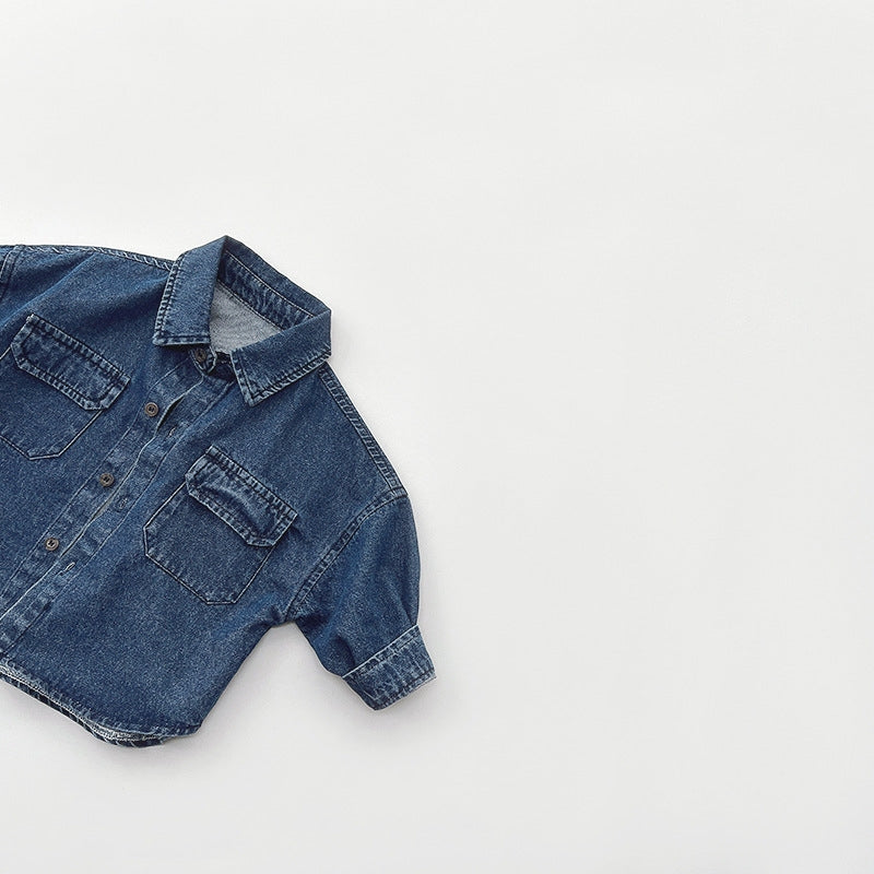 Kids Denim Shirt - Long Sleeve Button-Up Jacket for Boys & Girls