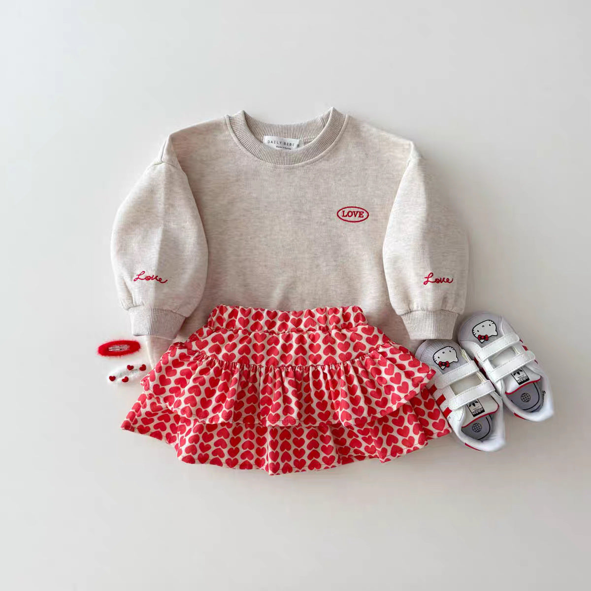 Letter Logo Terry Sweatshirt - Round Neck Pullover for Kids