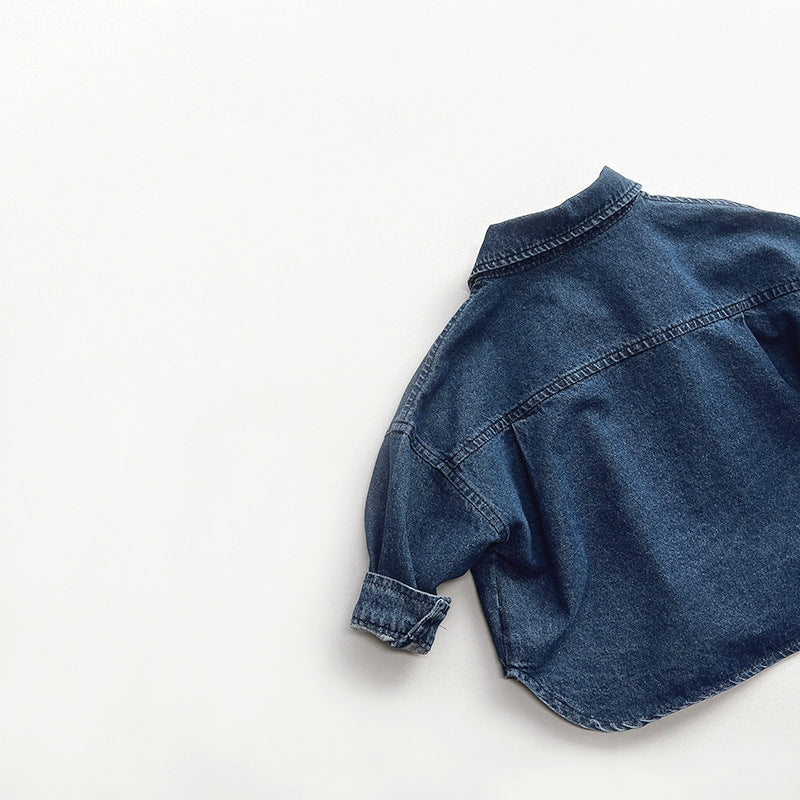 Kids Denim Shirt - Long Sleeve Button-Up Jacket for Boys & Girls