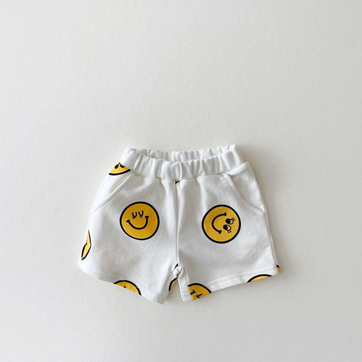 Smiley Print T-Shirt & Shorts Set