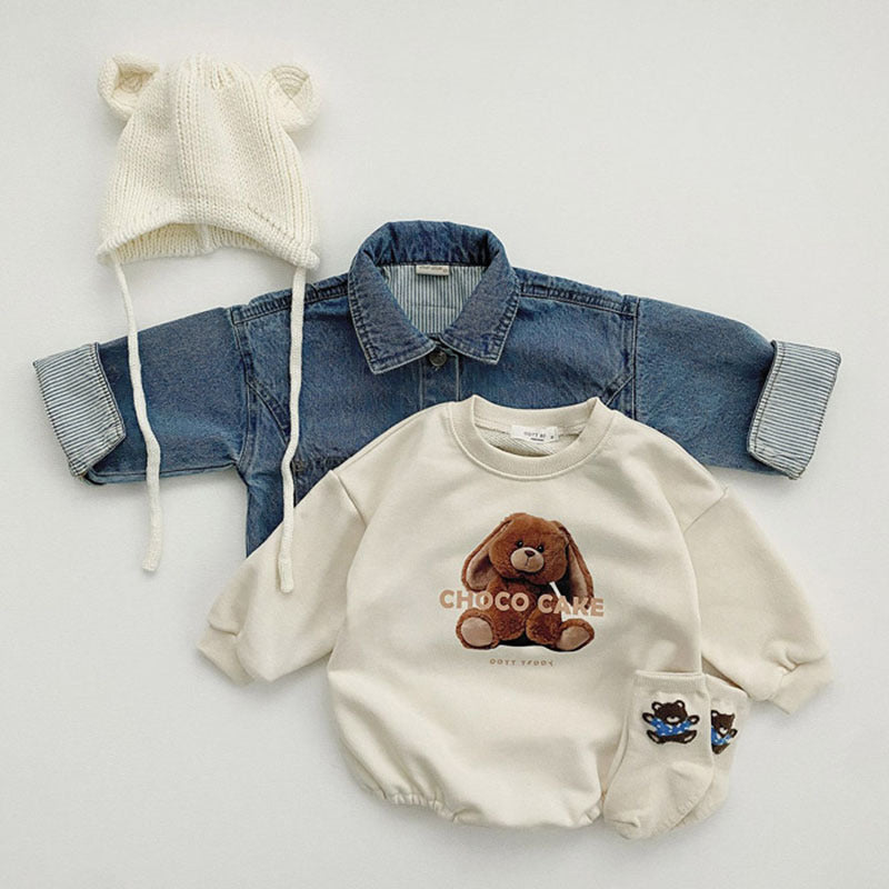 Cute Bear Cartoon Print Onesie