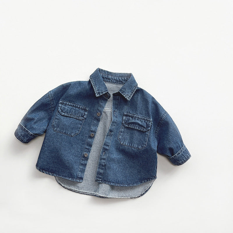 Kids Denim Shirt - Long Sleeve Button-Up Jacket for Boys & Girls