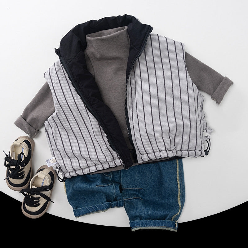 Kids Reversible Quilted Vest - 2-in-1 Winter Puffer Waistcoat