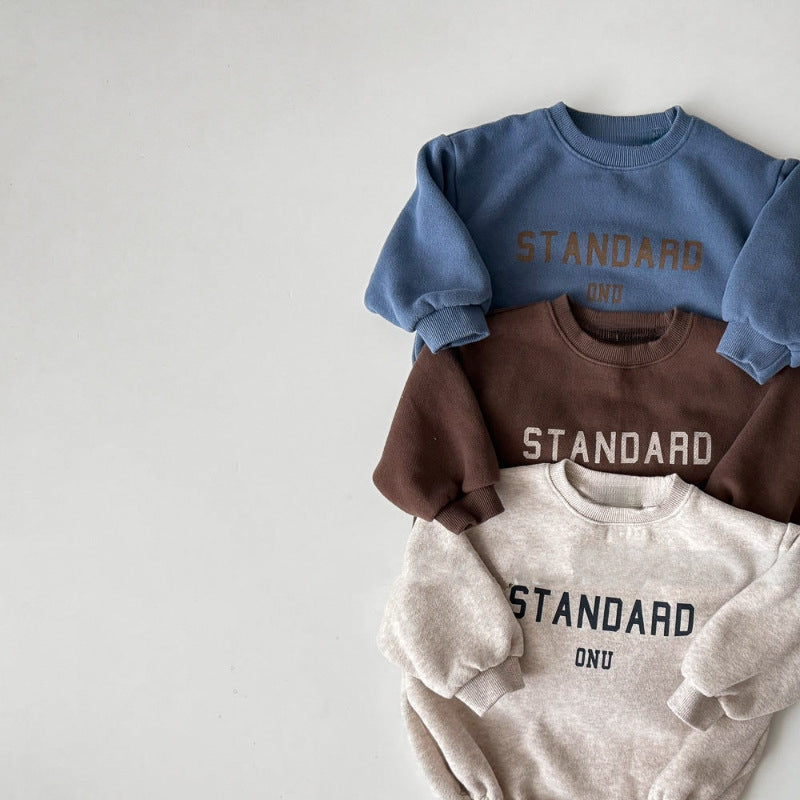Fleece Letter Romper — Cozy Infant & Toddler Sweatshirt Suit