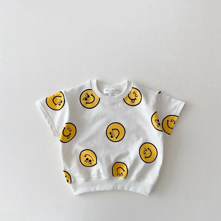 Smiley Print T-Shirt & Shorts Set