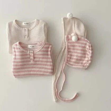 Infant Ribbed Long-Sleeve Onesie & Cap Set