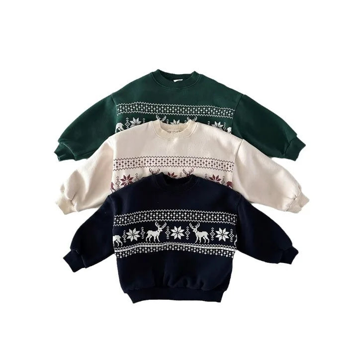 Christmas Patterened Fleece Sweatshirt