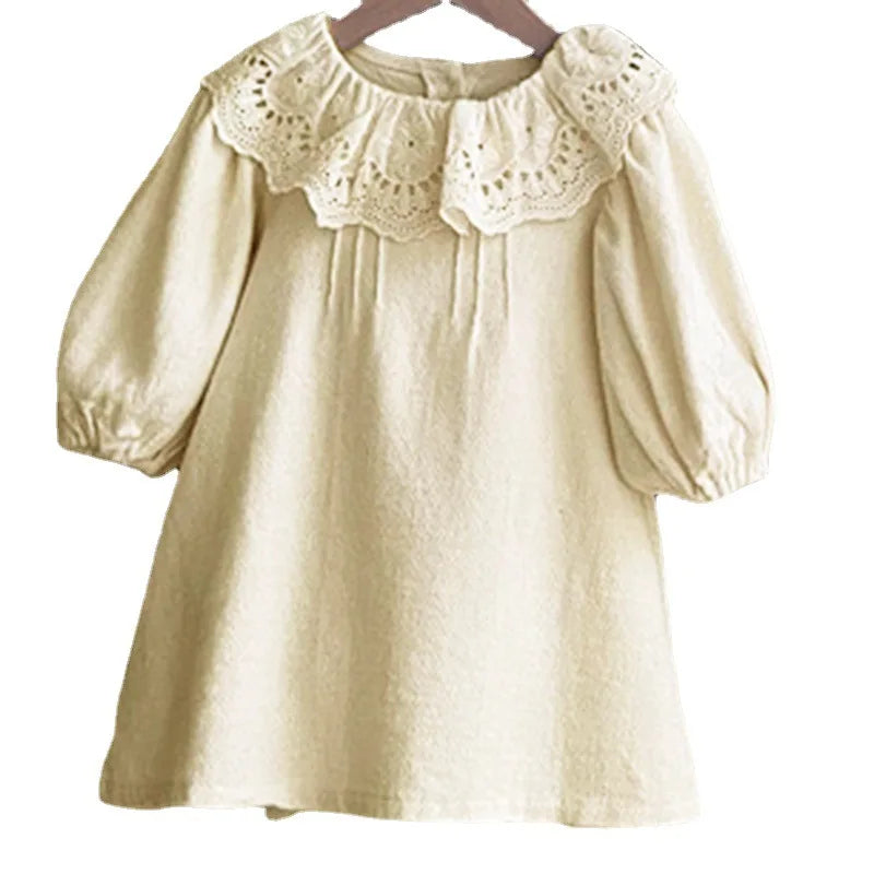 Boho Lace Collar Long-Sleeved Dress