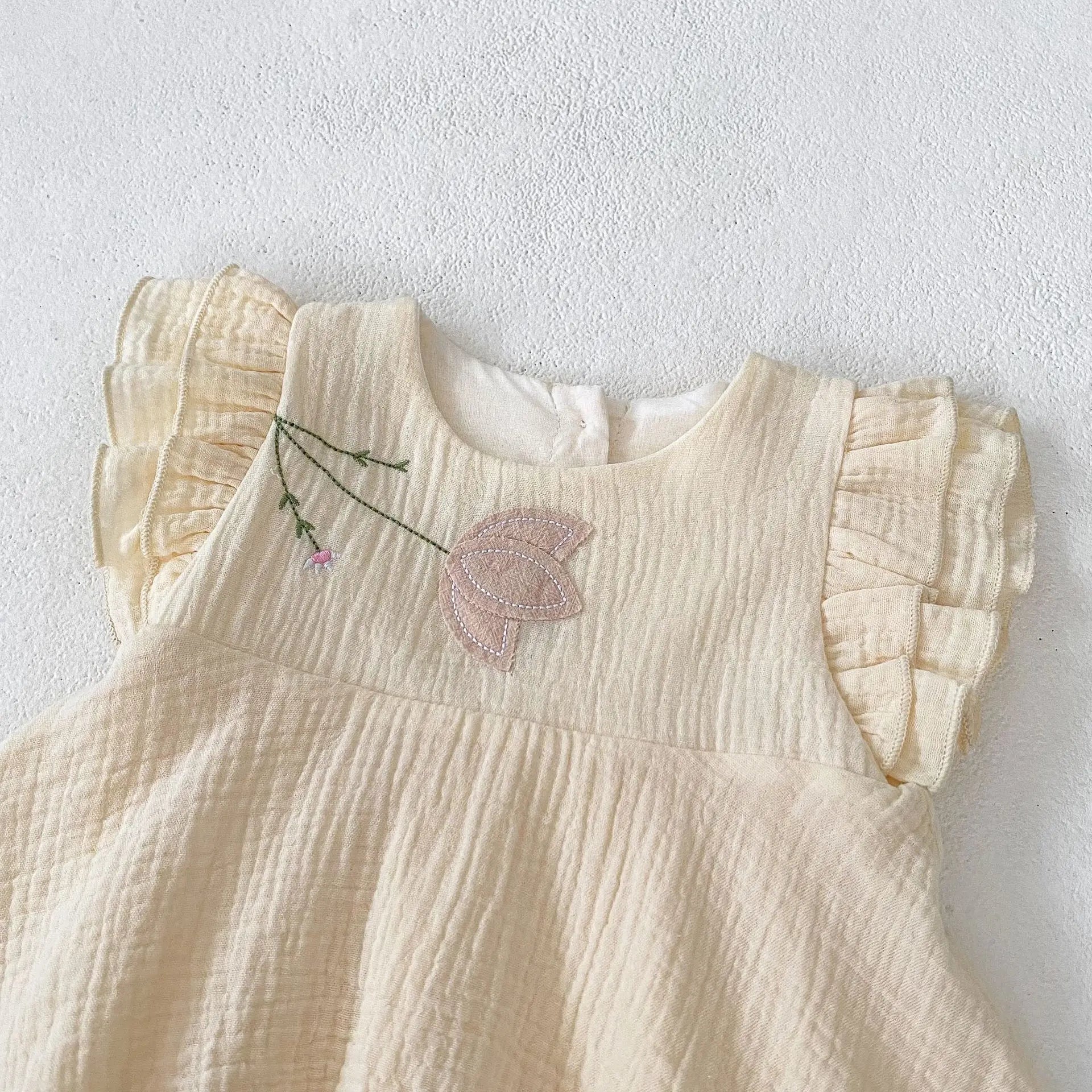 Tulip Embroidered Girls Onesie