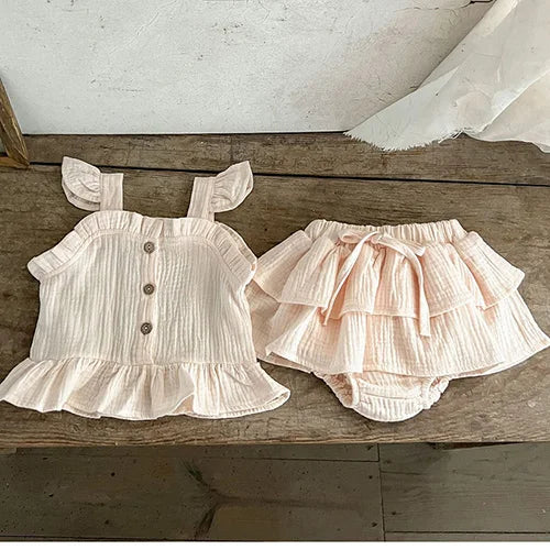 Girls' Flutter Sleeve Blouse & Bloomer Set