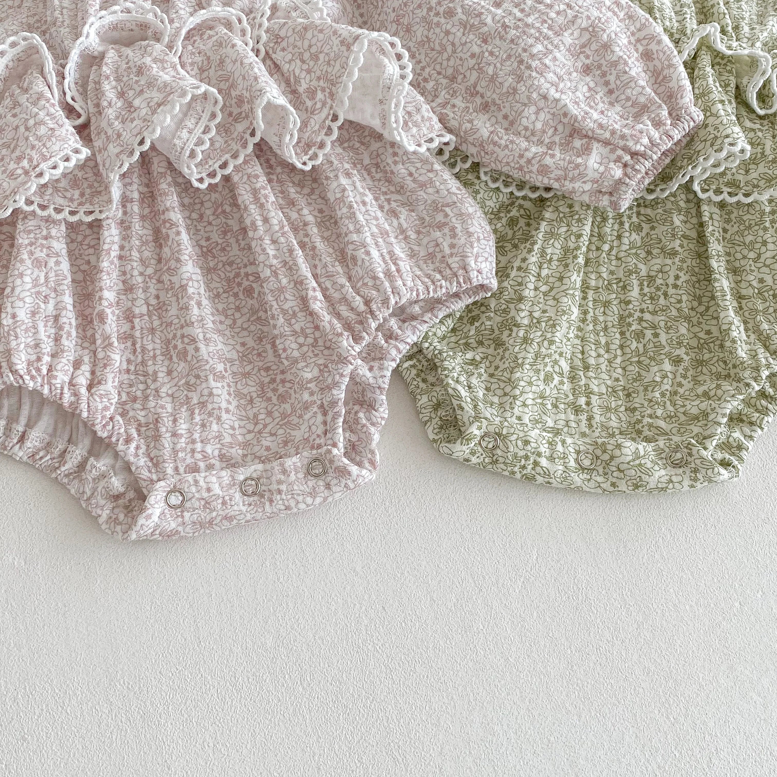 Girls Double-Layer Lace Romper