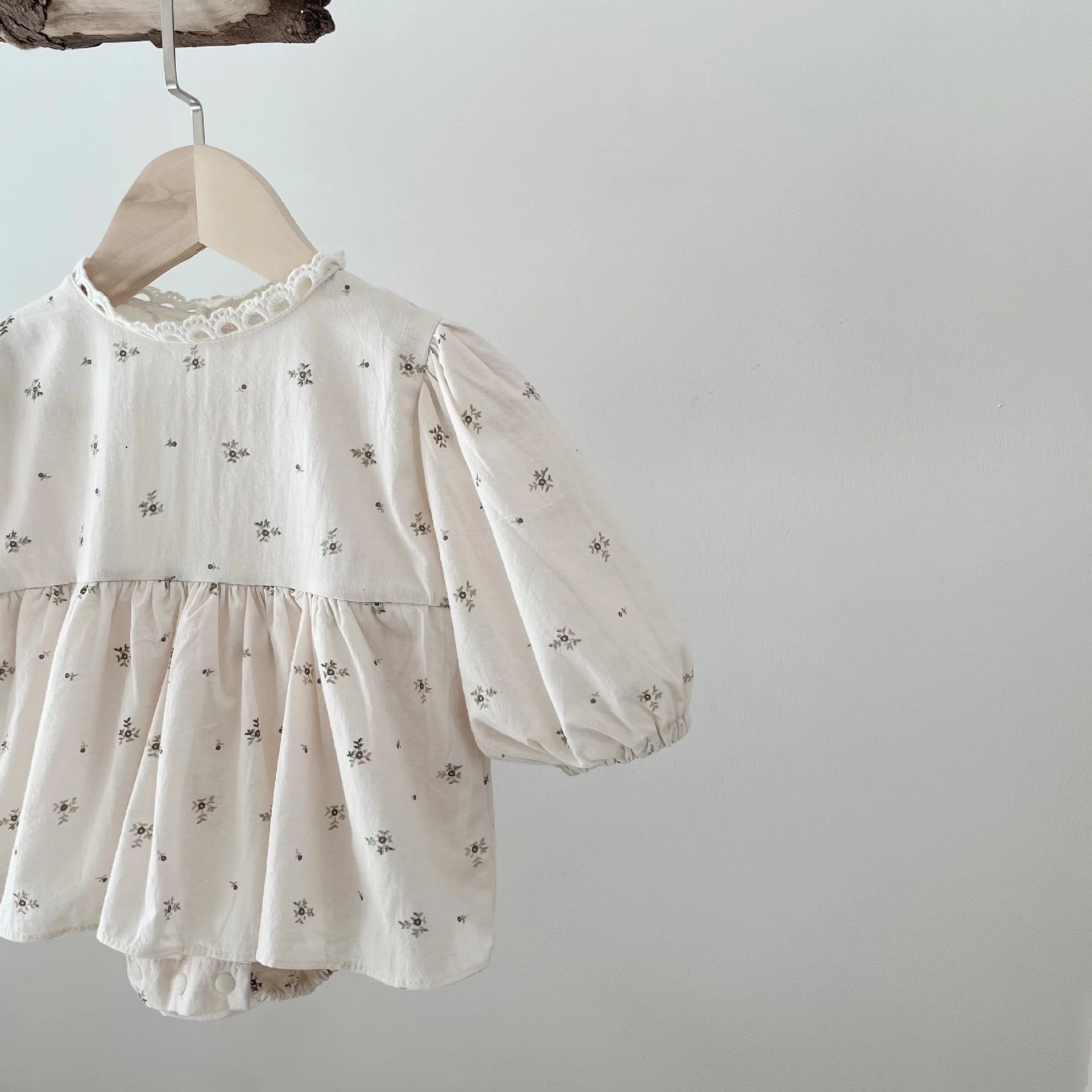 Girl's Long-Sleeved Floral Onesie
