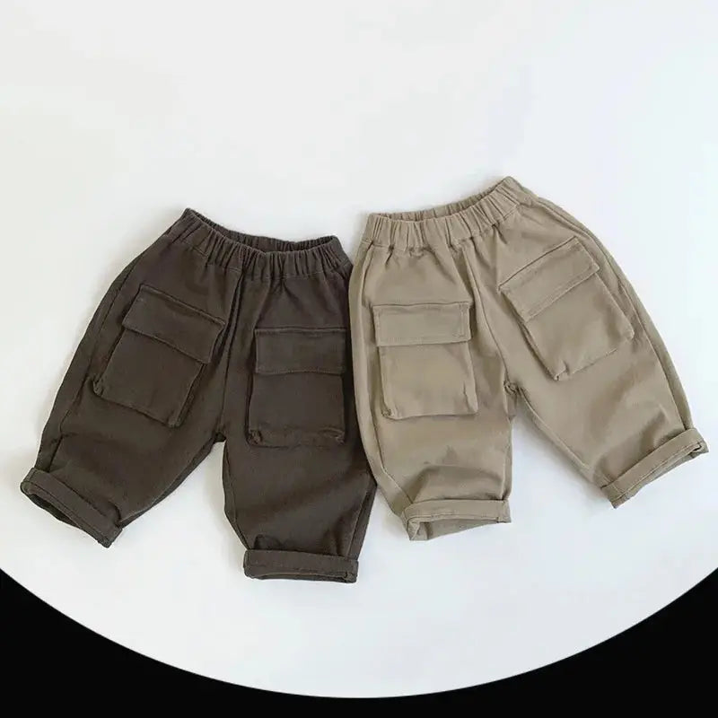 Casual Big Pocket Solid Pants