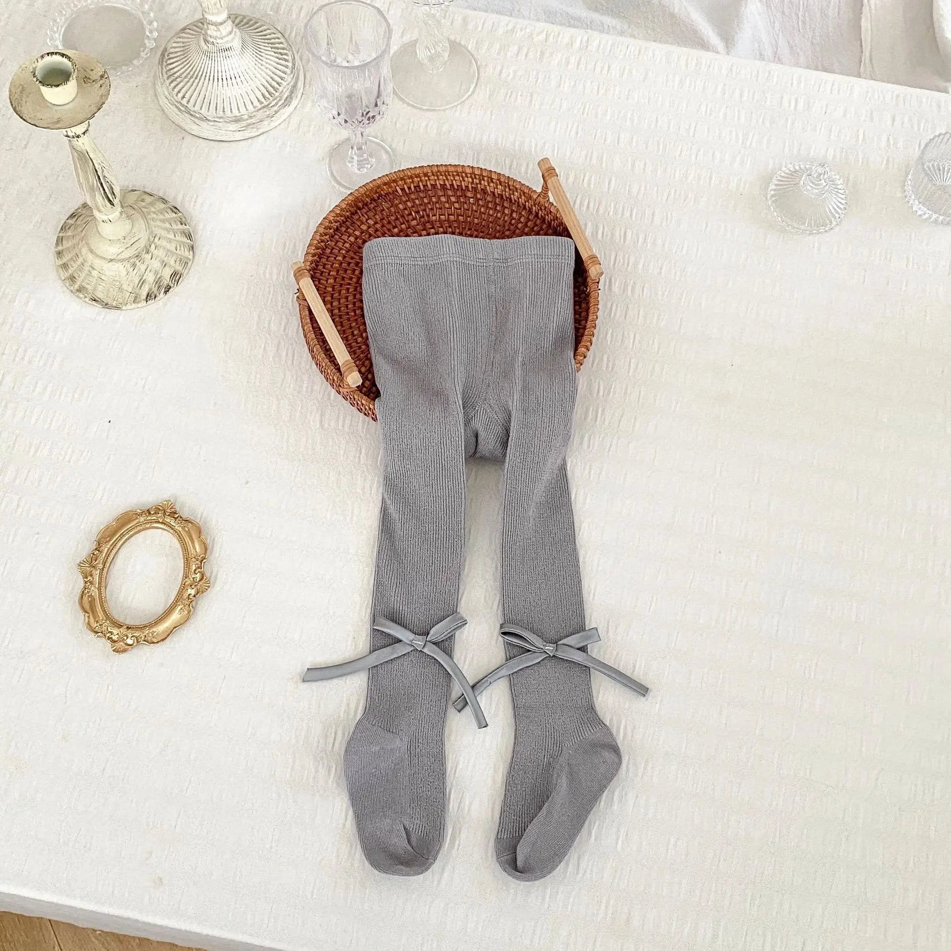 Girls Cute Bow Soft Leggings