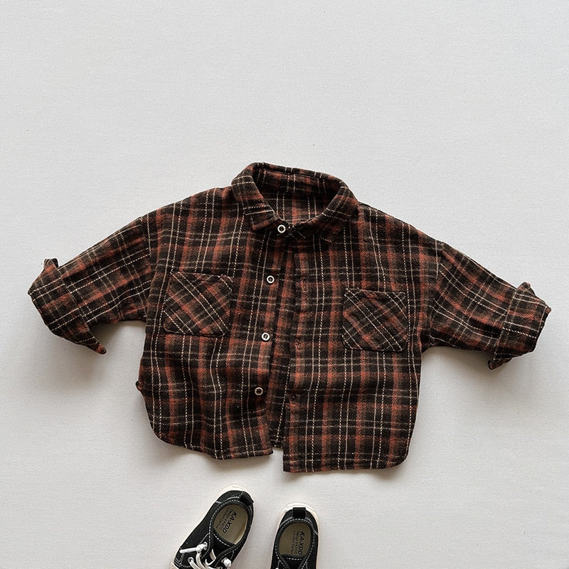 Vintage Plaid Long-Sleeved Shirt