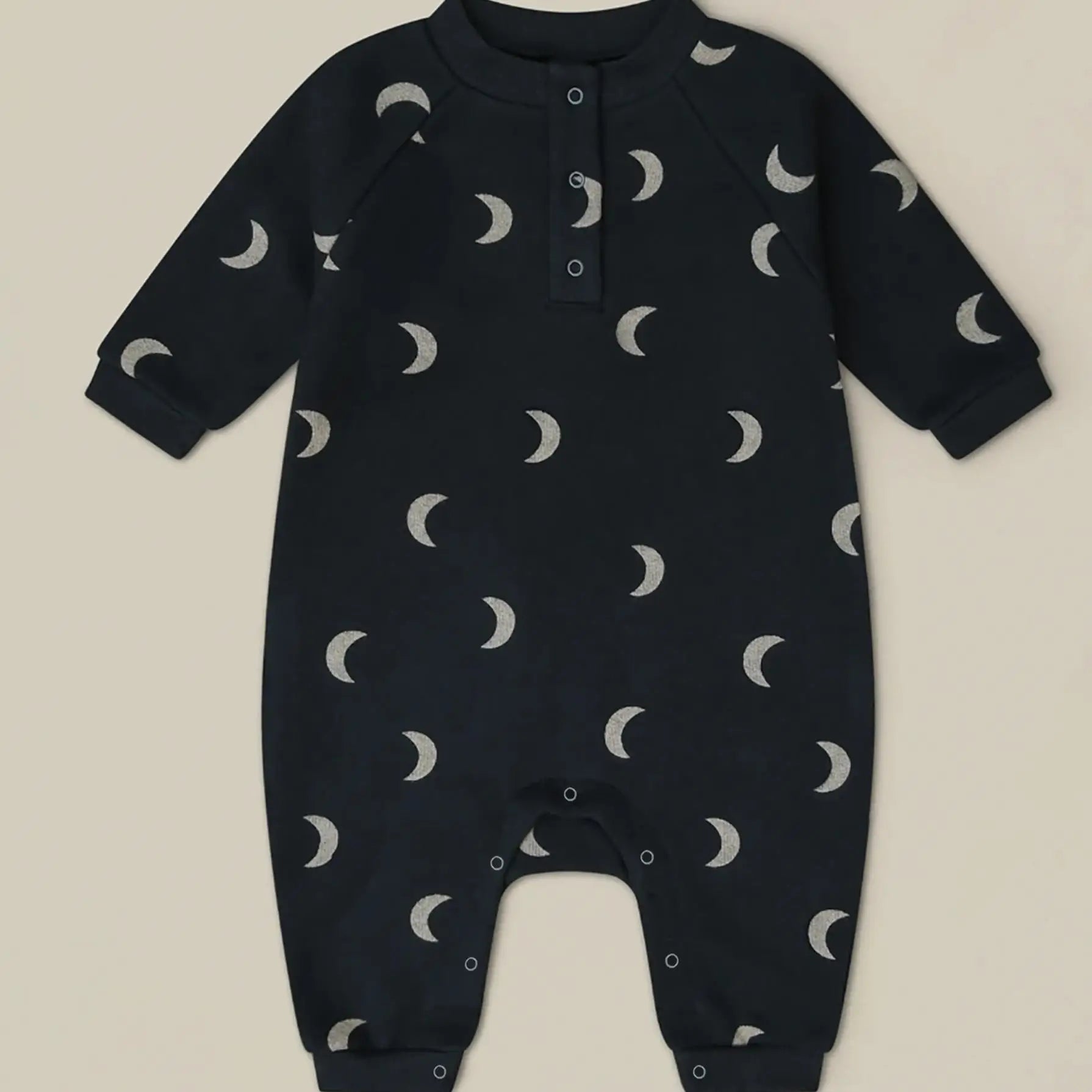 Crescent Pattern Long-Sleeved Romper