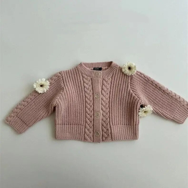 Long-Sleeved Solid Knitted Cardigan