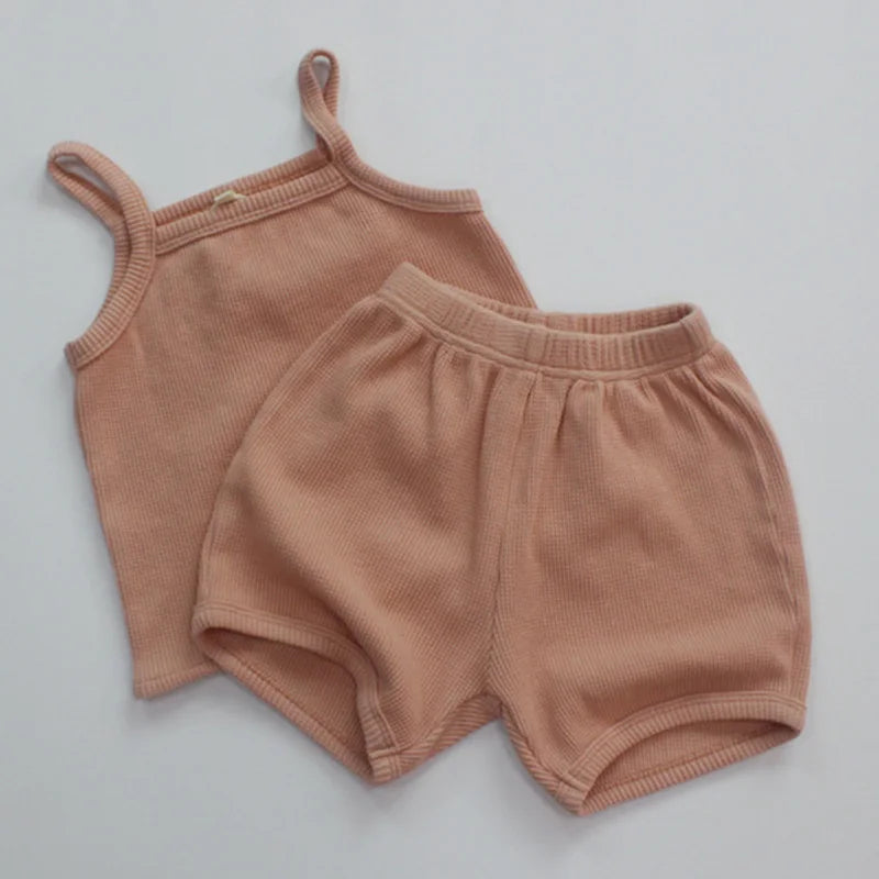 Solid Sleeveless Tank and Shorts Set
