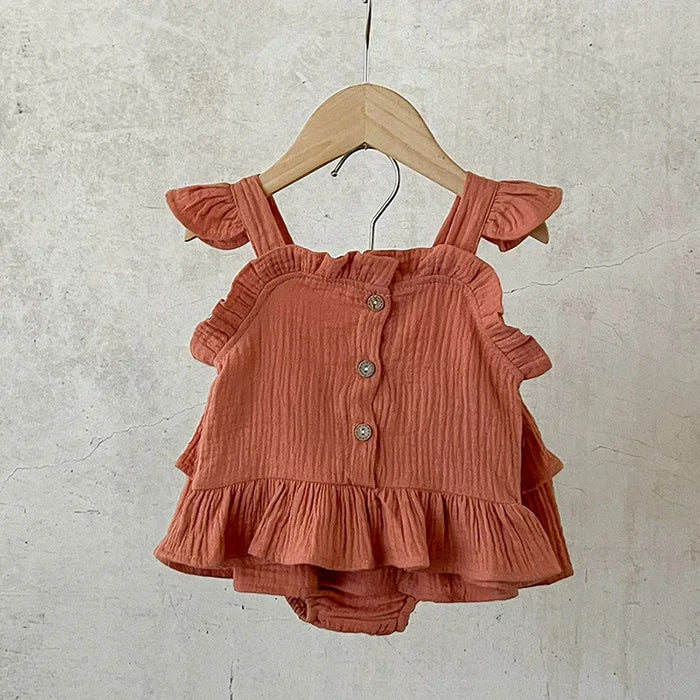 Girls' Flutter Sleeve Blouse & Bloomer Set