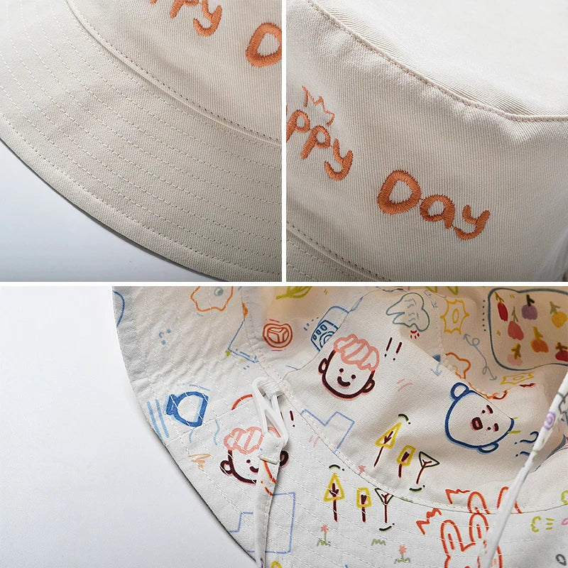 Reversible Cartoon Print  Bucket Hat