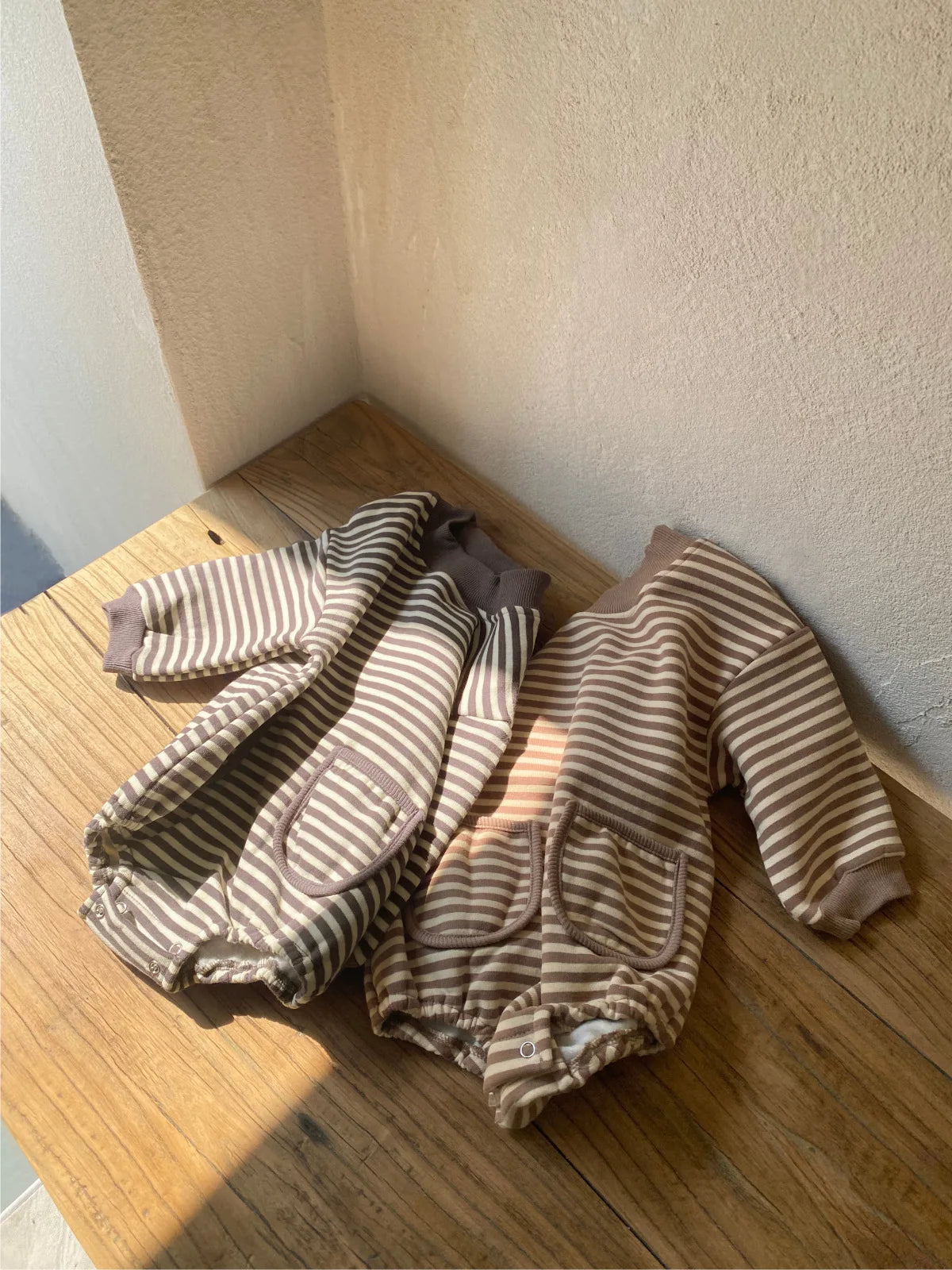 Winter Fleece-Lined  Striped Onesie
