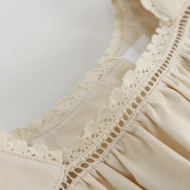 Vintage Square Neck Long-Sleeved Dress