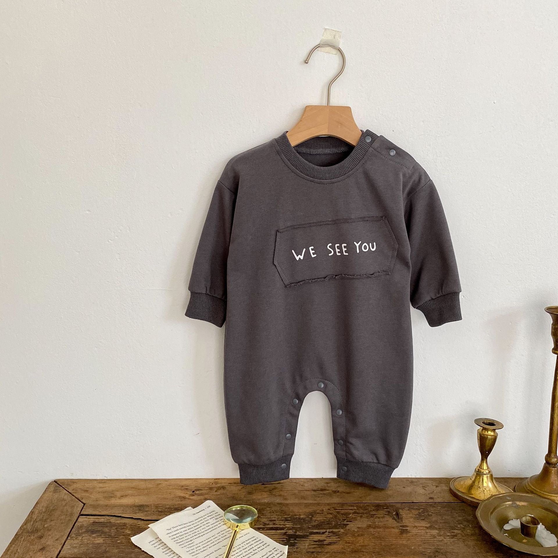 'WE SEE YOU' Long-Sleeved Casual Romper