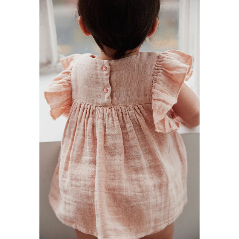 Girls Ruffled Sleeved Dress