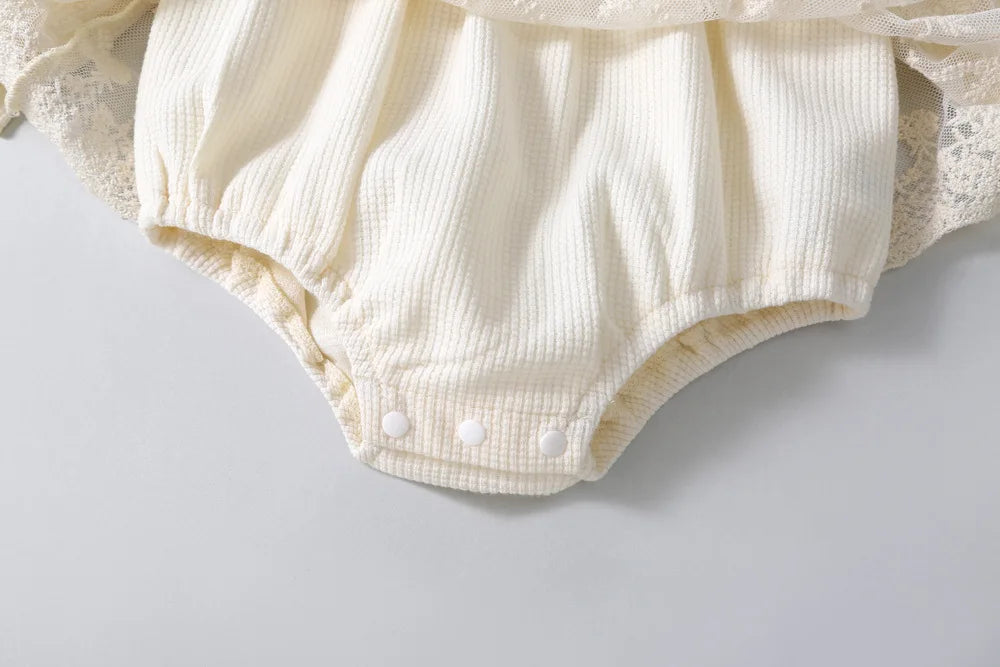 Cream Lace Waffle Onesie
