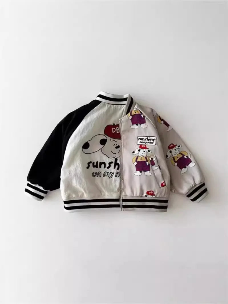 Reversible Cartoon Print Bomber Jacket