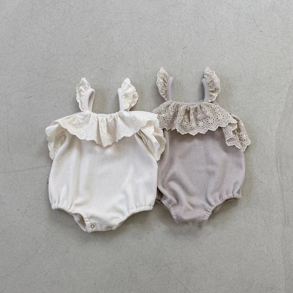 Girls Sleeveless Lace Onesie