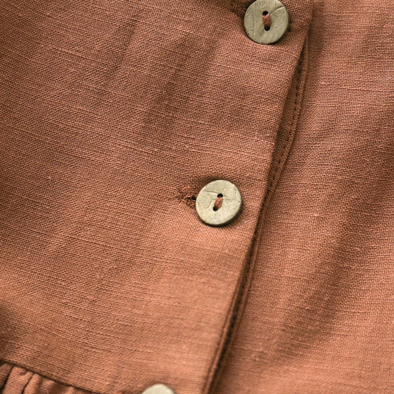 Solid Button Summer Dress