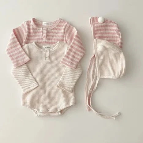 Infant Ribbed Long-Sleeve Onesie & Cap Set