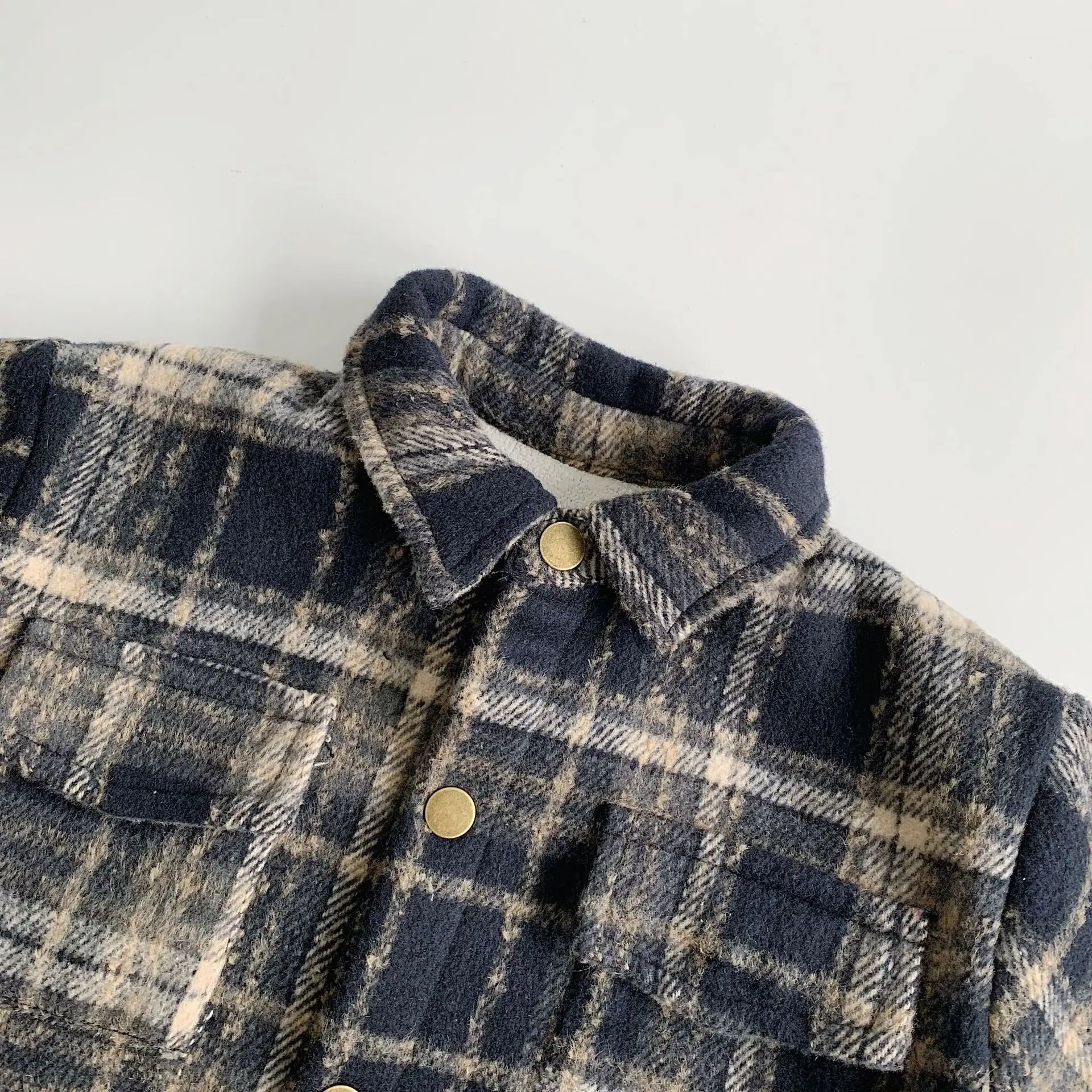 Boys Retro Plaid Fleece Shirt