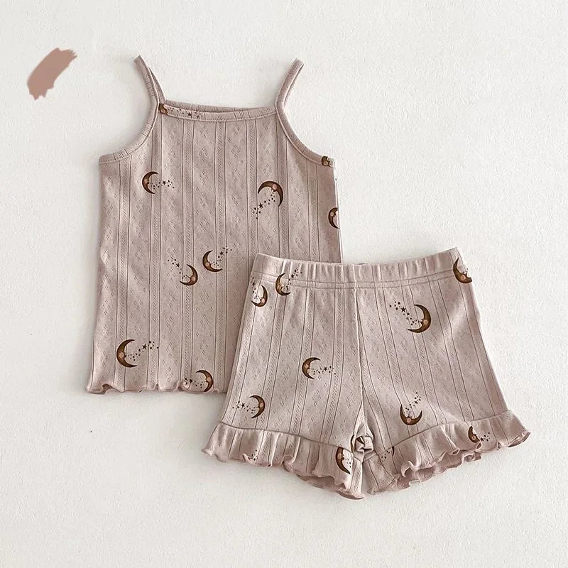 Girl's Cotton Floral Print Vest & Shorts Set