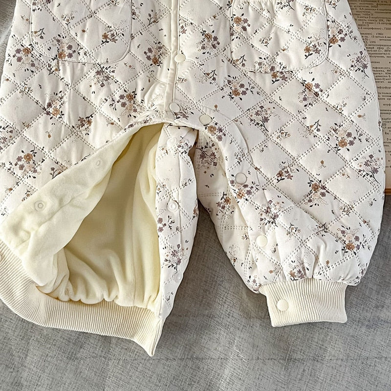 Thick Floral Romper With Hat