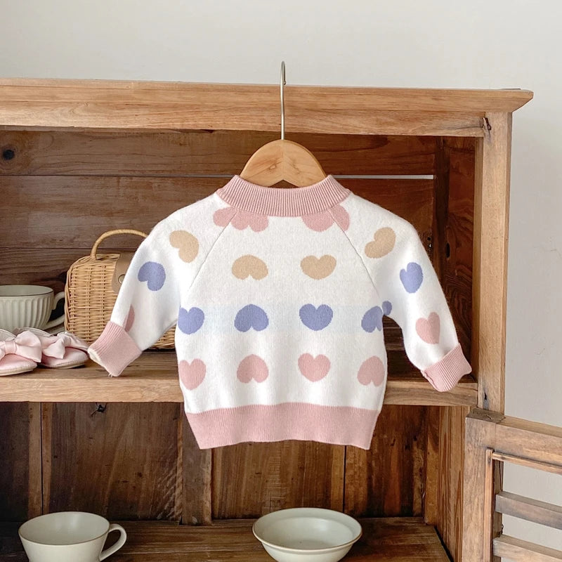 Heart Print Zip Cardigan