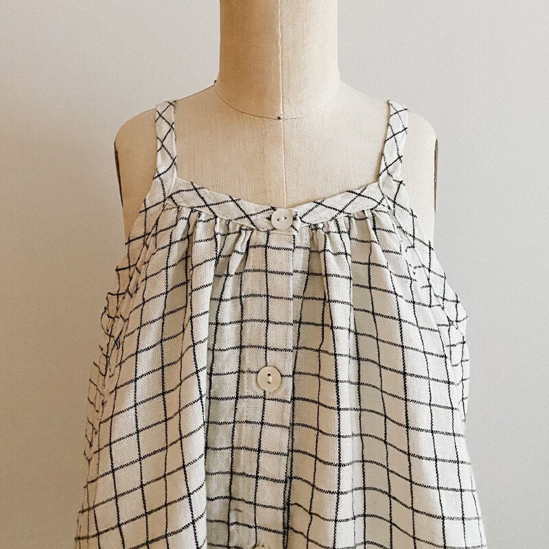Girls Plaid Sleeveless Spaghetti Strap Dress