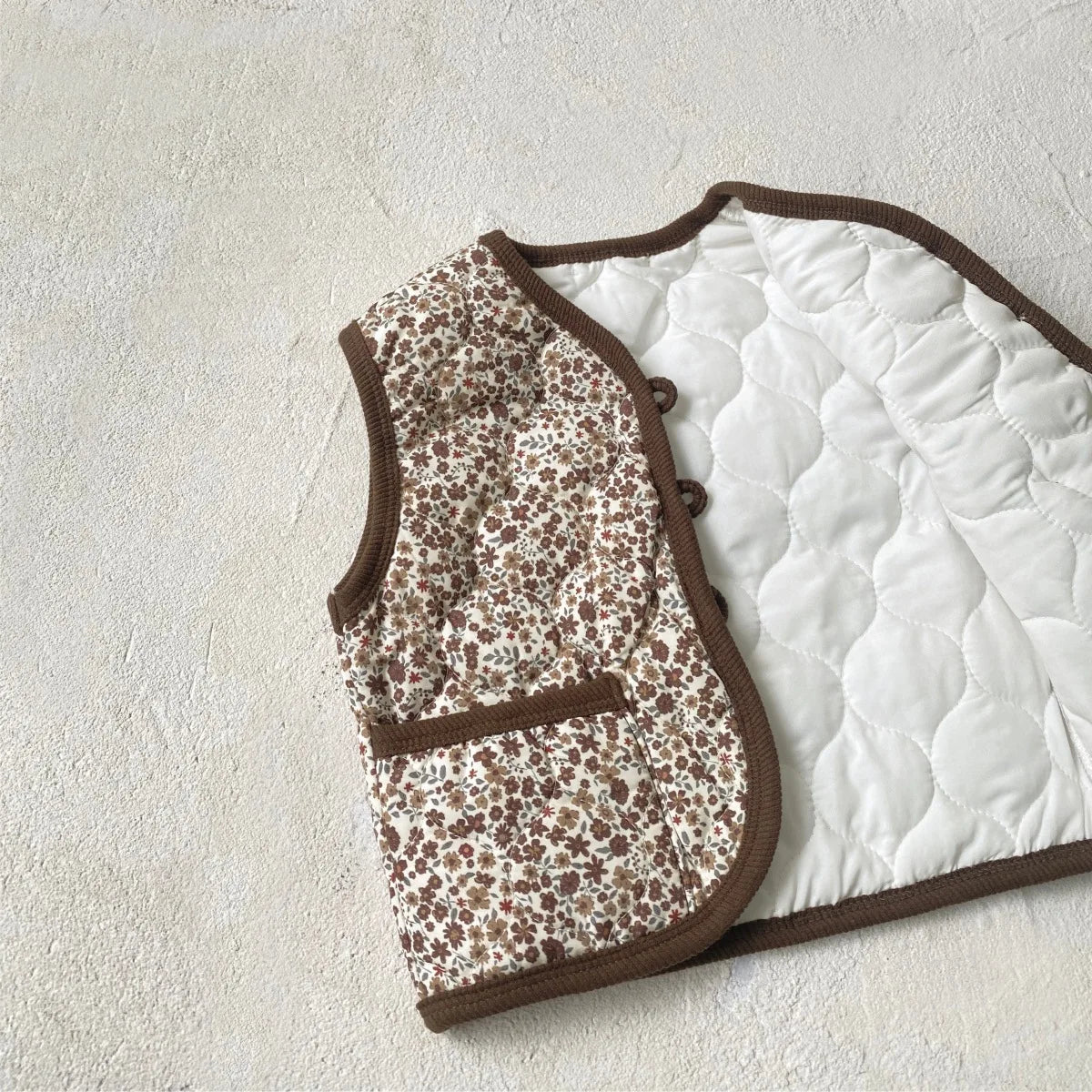 Vintage Floral Padded Vest & Pants Set