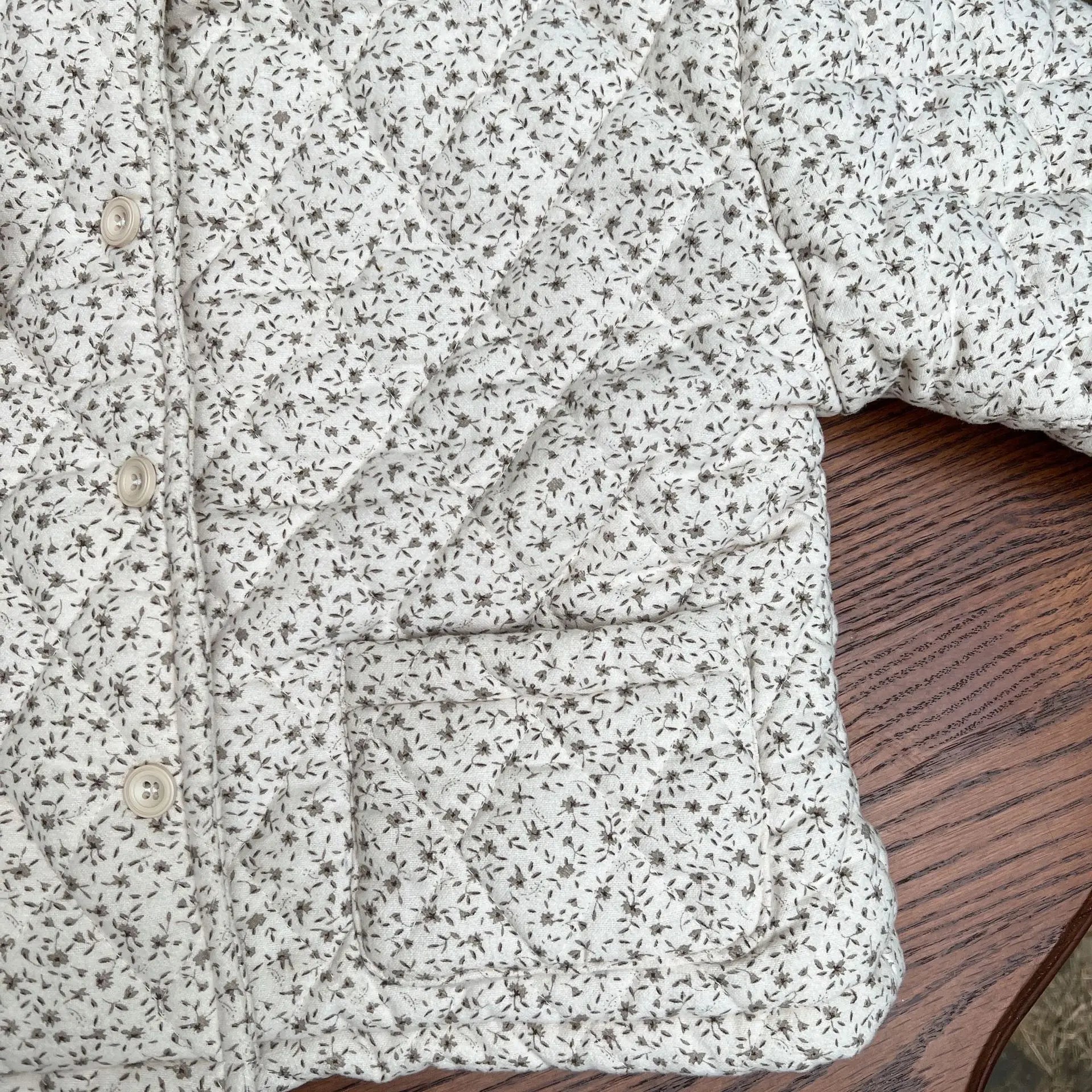 Floral Fleece-Lined Cotton-Padded Jacket