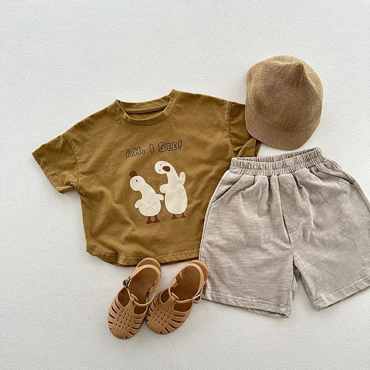 'AH, I SEE!' Cute Cartoon Print Tee