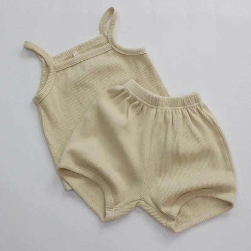Solid Sleeveless Tank and Shorts Set