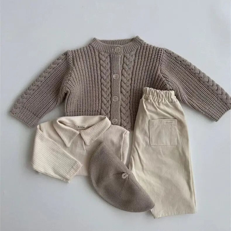 Long-Sleeved Solid Knitted Cardigan