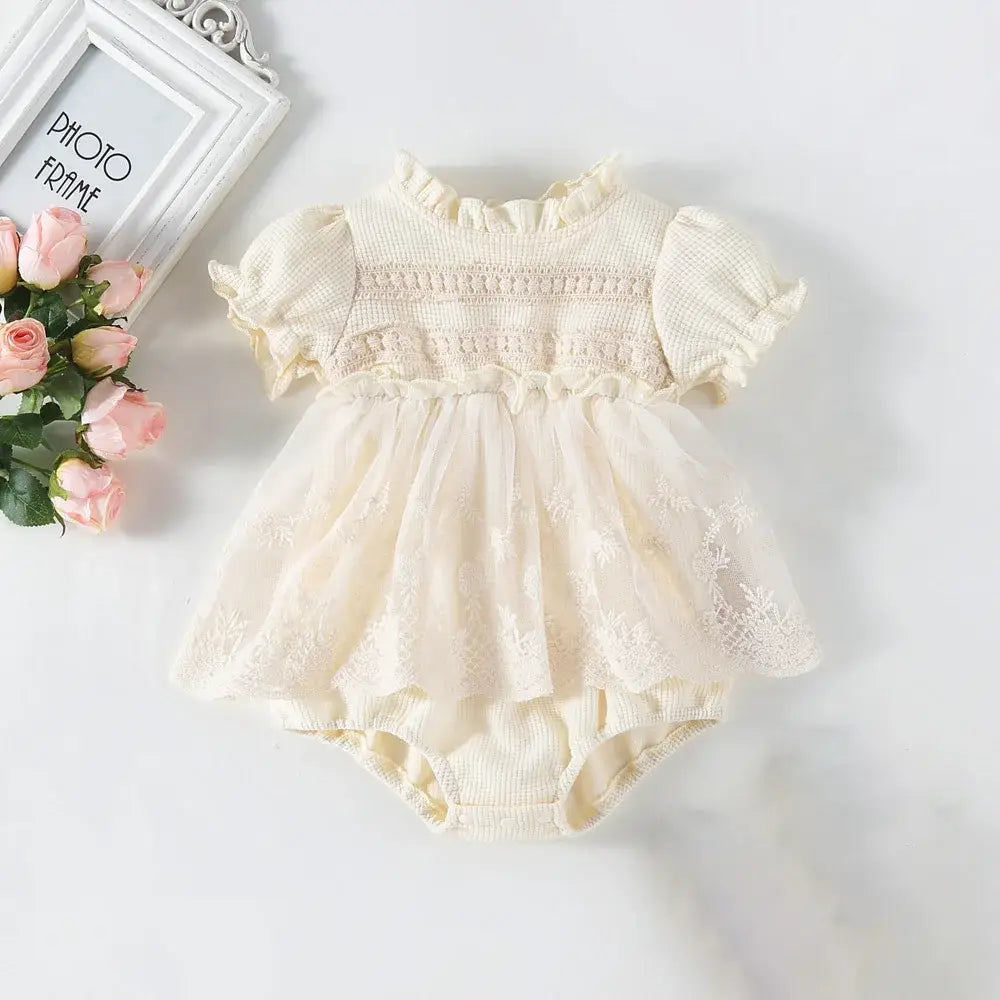 Cream Lace Waffle Onesie