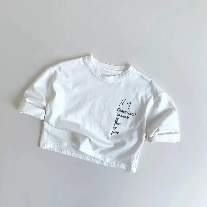 Boys Long Sleeve Letter Print Cotton Tee