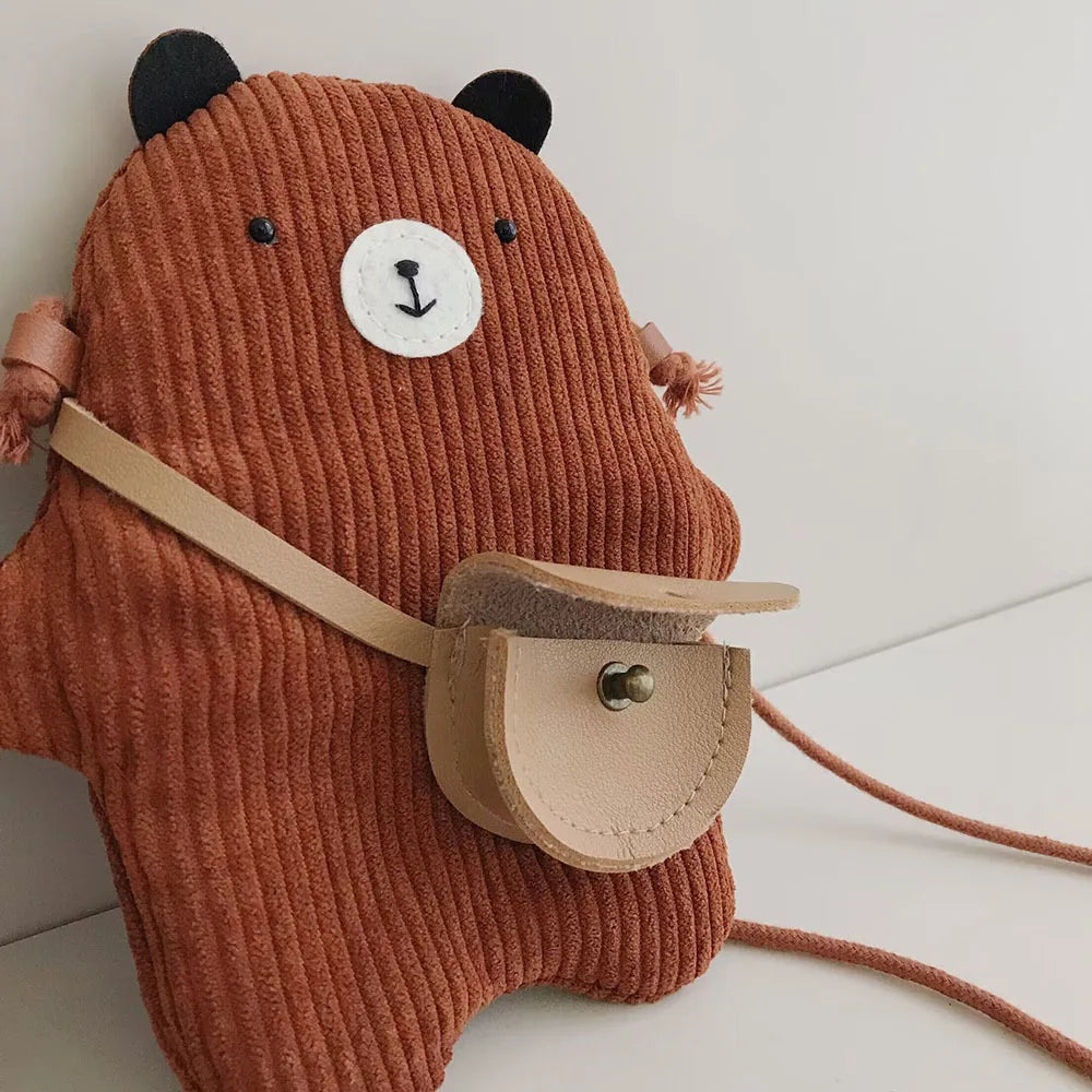 Cute Corduroy Bear Messenger Bag