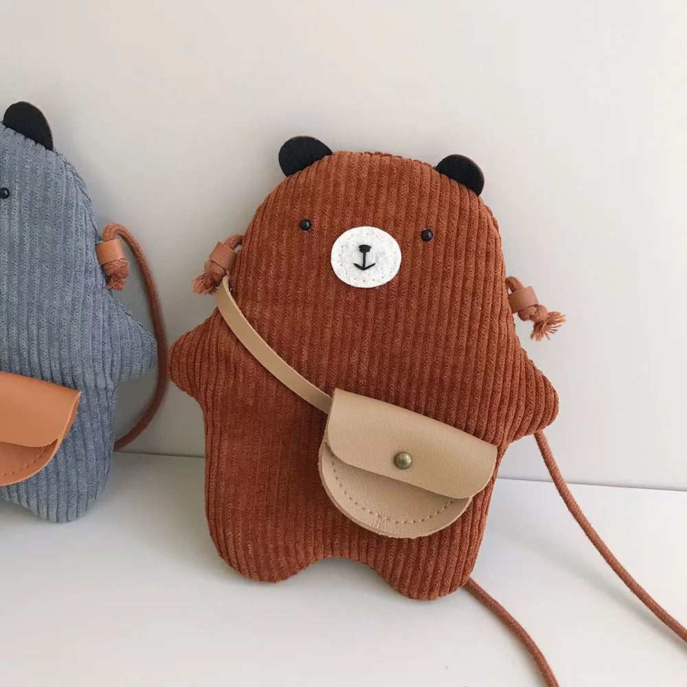 Cute Corduroy Bear Messenger Bag