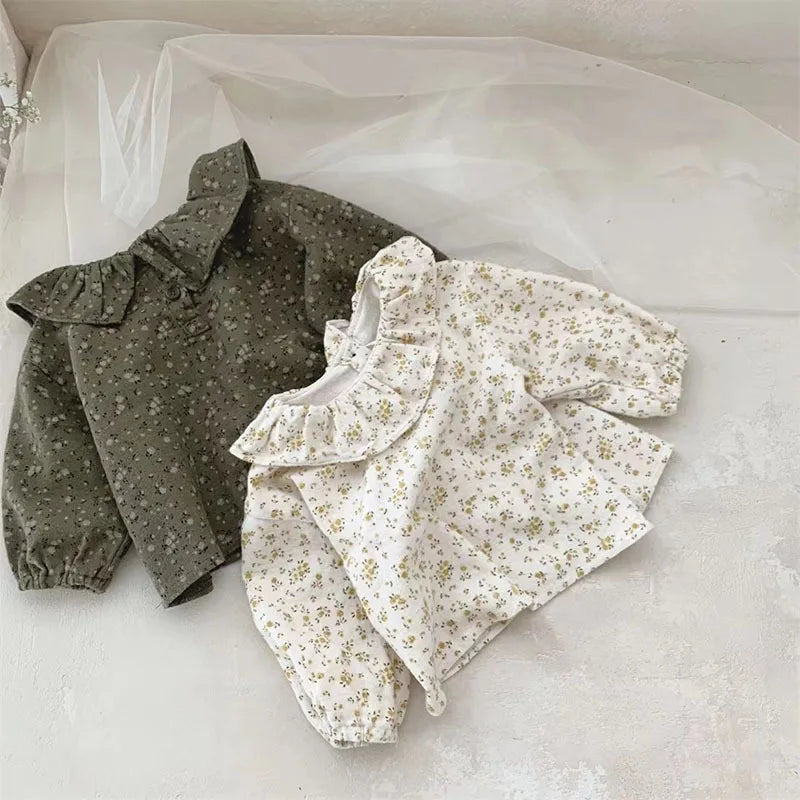 Vintage Floral Ruffle Collar Blouse